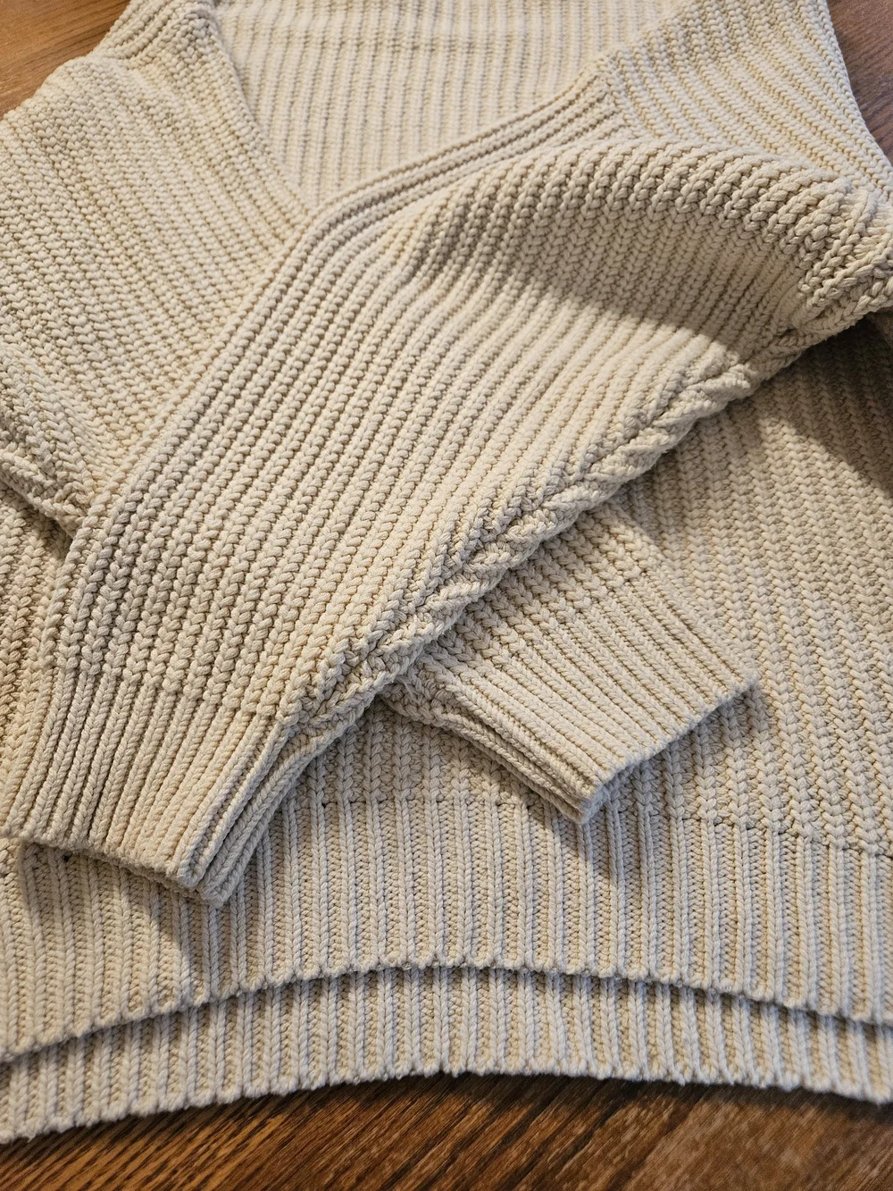 Free People Overaized Cream Ribbed Mock Neck Sweater